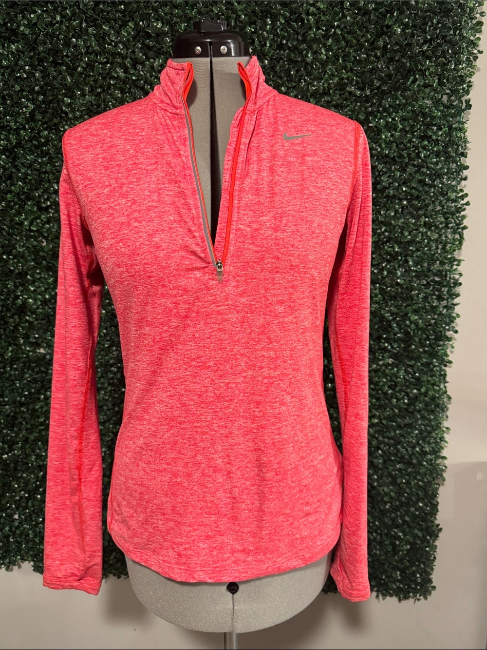 Nike Women's Heather Coral Quarter-Zip Dri-FIT Pullover